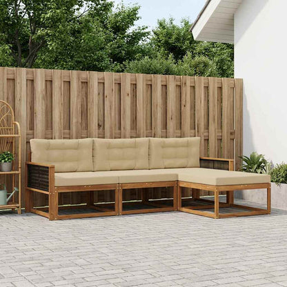 Set di divani da esterno con cuscino 4 pcs Naturale e Beige | homemem39