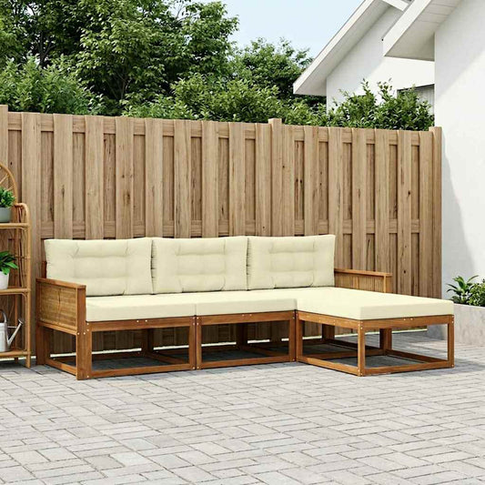 Set di divani da esterno con cuscino 4 pcs Naturale e Crema