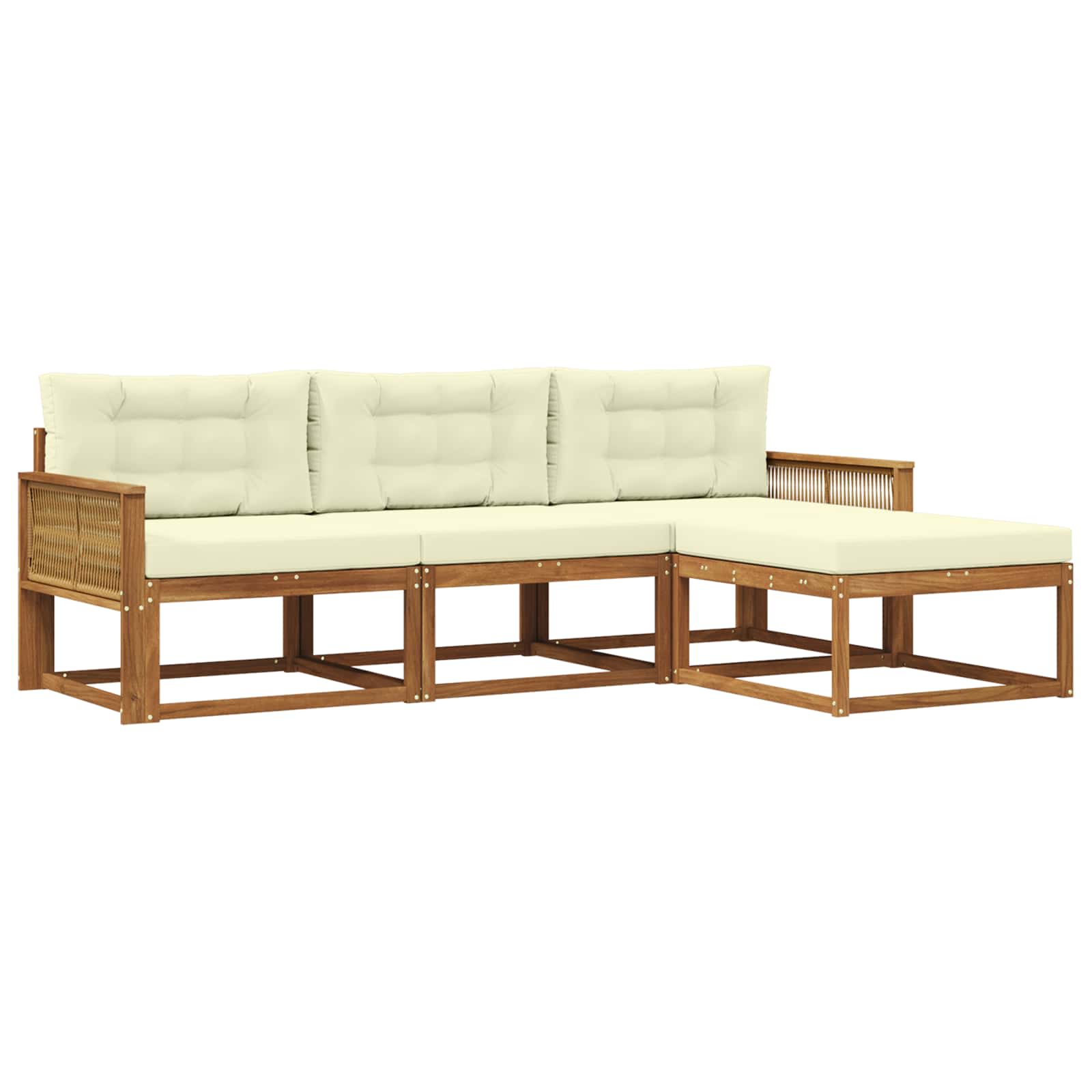 Set di divani da esterno con cuscino 4 pcs Naturale e Crema | homemem39