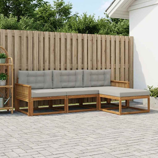 Set di divani da esterno 4 pcs Naturale e Grigio chiaro