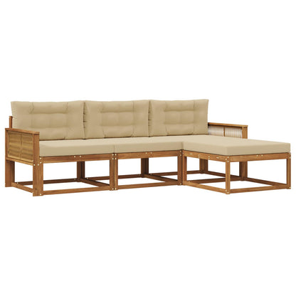 Set di divani da esterno con cuscino 4 pcs Naturale e Beige