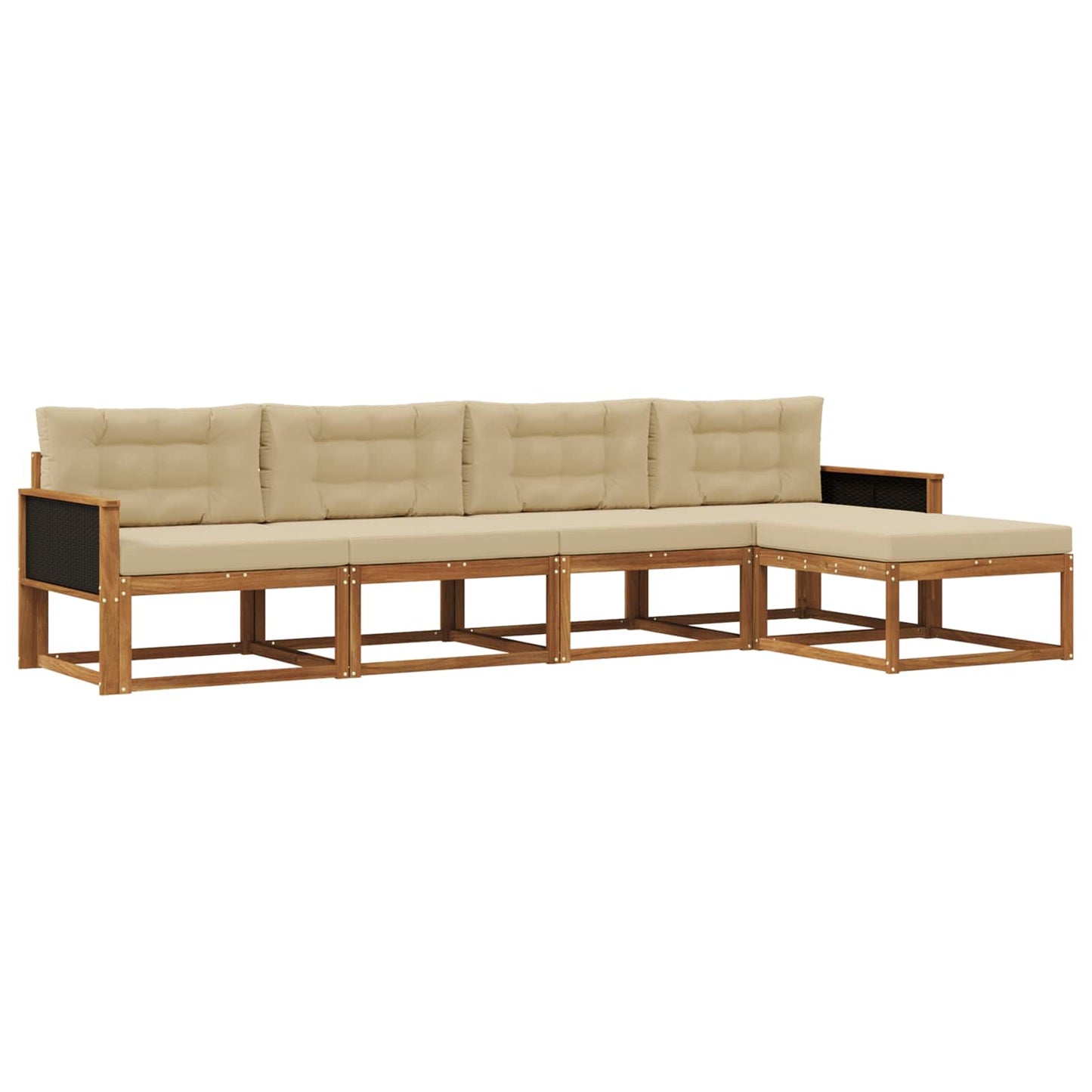 Set di divani da esterno con cuscino 5 pcs Naturale e Beige | homemem39