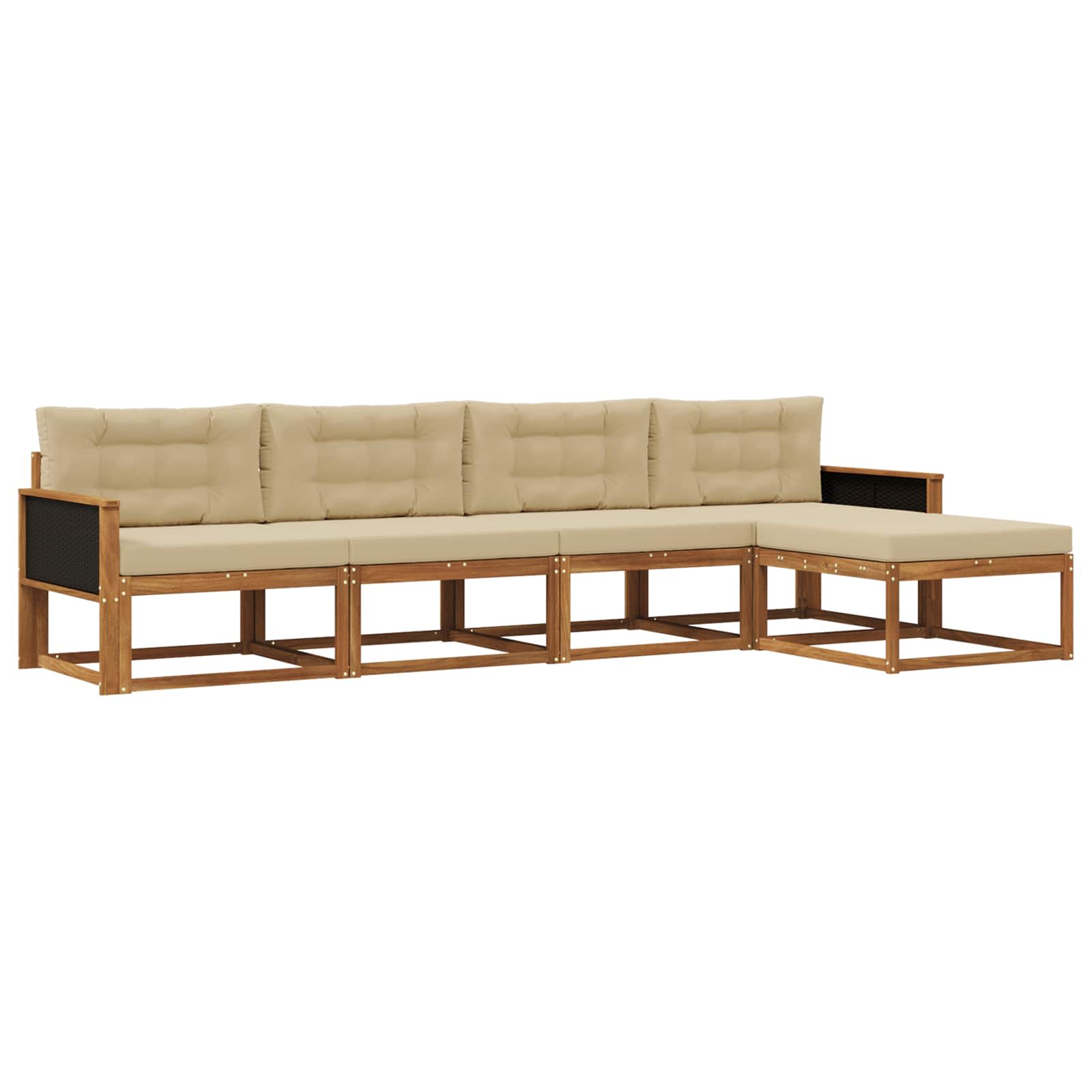 Set di divani da esterno con cuscino 5 pcs Naturale e Beige | homemem39