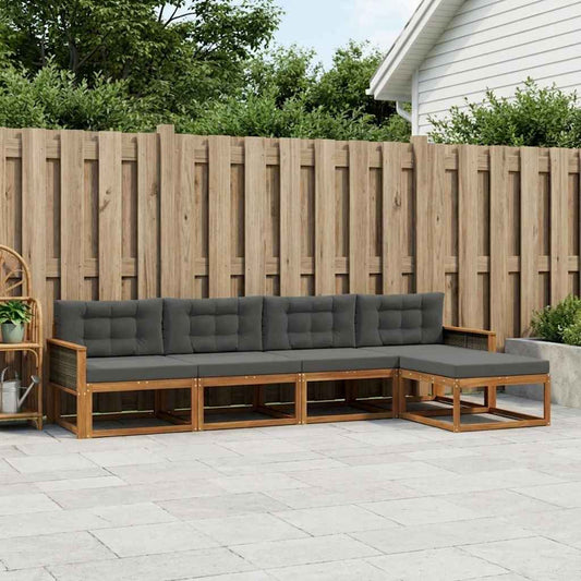 Set di divani da esterno con cuscino 5 pcs Naturale e Antracite | homemem39