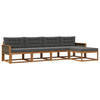 Set di divani da esterno con cuscino 5 pcs Naturale e Antracite | homemem39