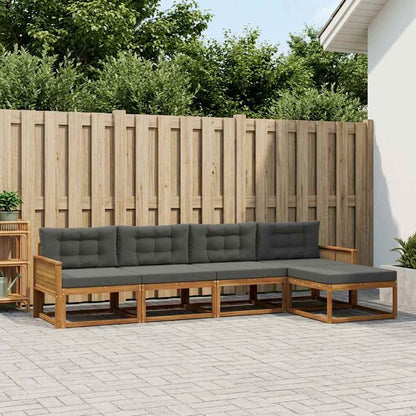 Set di divani da esterno con cuscino 5 pcs Naturale e Antracite | homemem39