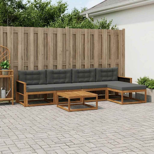 Set di divani da esterno con cuscino 6 pcs Naturale e Antracite | homemem39
