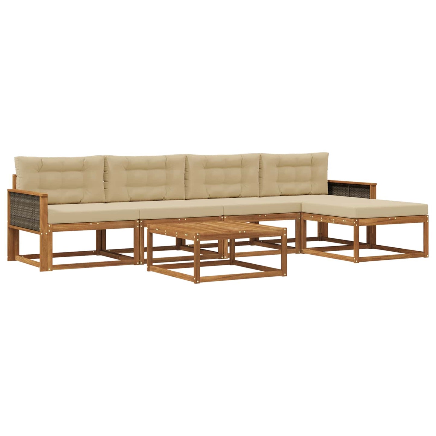 Set di divani da esterno con cuscino 6 pcs Naturale e Beige