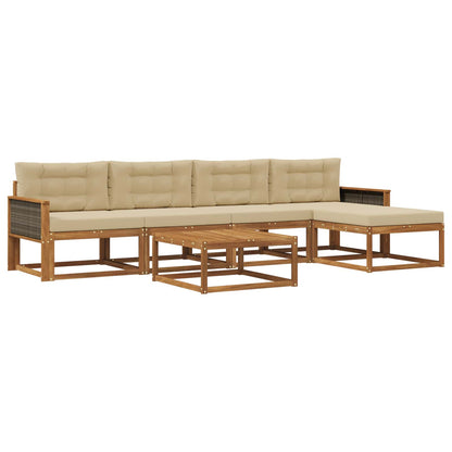 Set di divani da esterno con cuscino 6 pcs Naturale e Beige