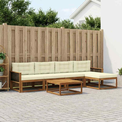 Set di divani da esterno con cuscino 6 pcs Naturale e Crema