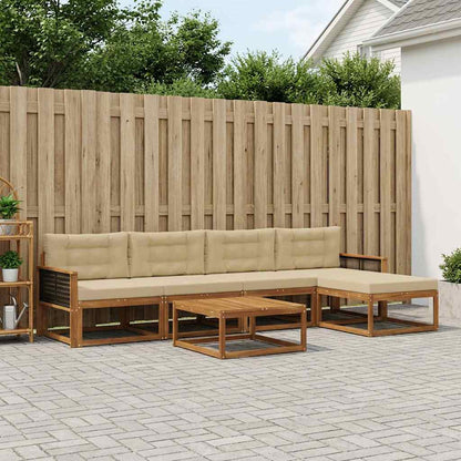 Set di divani da esterno con cuscino 6 pcs Naturale e Beige