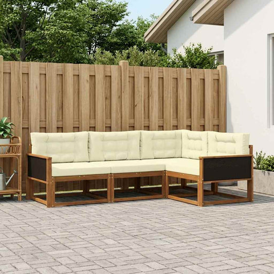 Set di divani da esterno con cuscino 4 pcs Naturale e Crema
