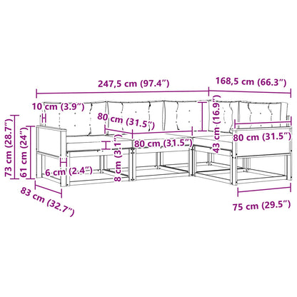 Set di divani da esterno con cuscino 4 pcs Naturale e Crema | homemem39