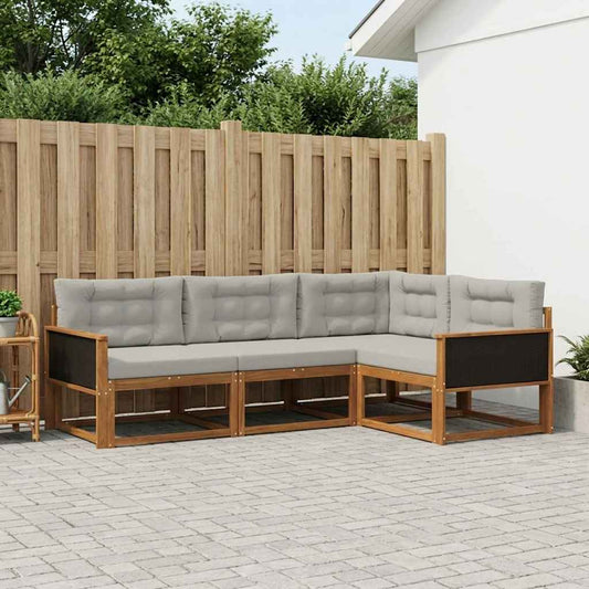 Set di divani da esterno 4 pcs Naturale e Grigio chiaro | homemem39