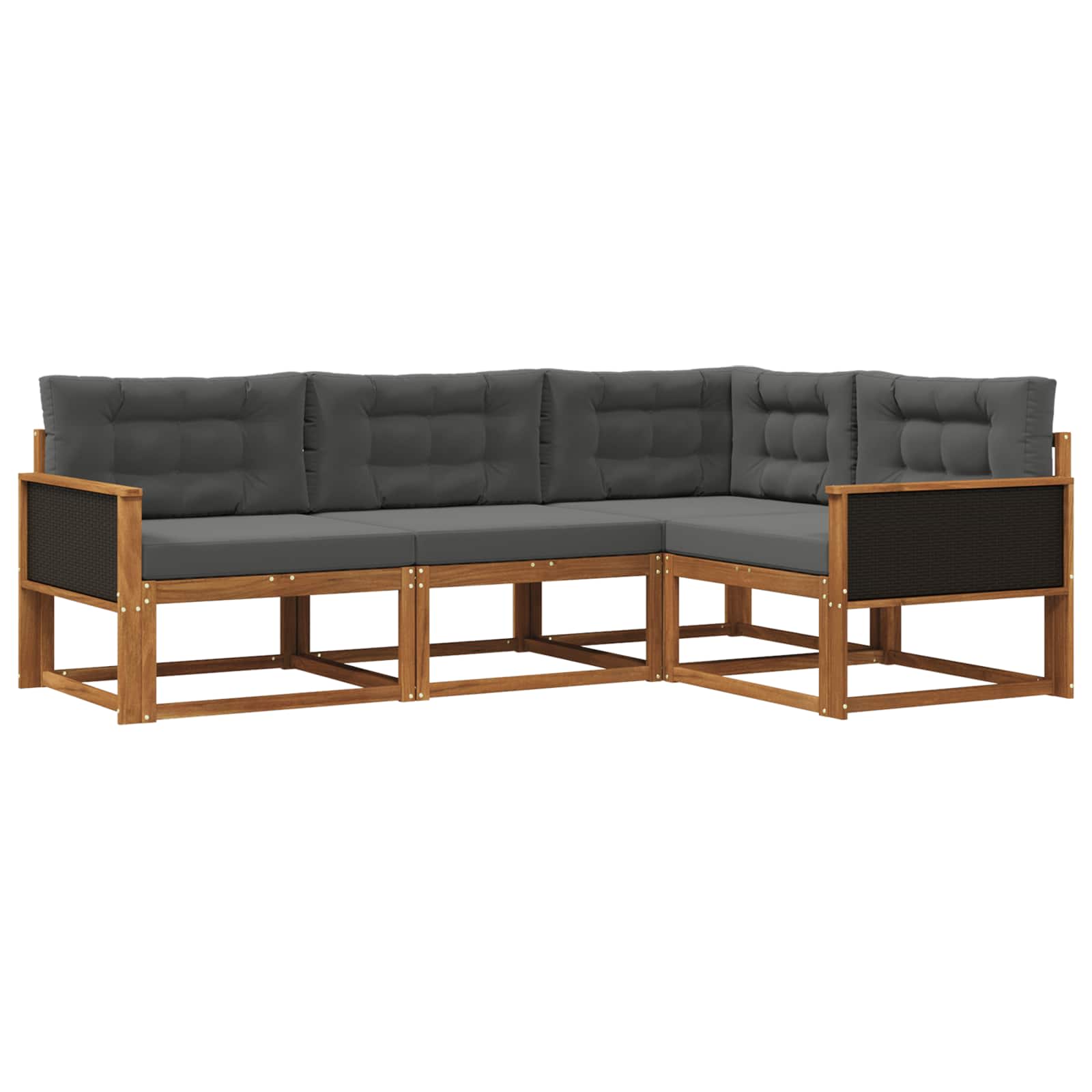 Set di divani da esterno con cuscino 4 pcs Naturale e Antracite | homemem39