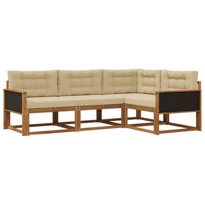 Set di divani da esterno con cuscino 4 pcs Naturale e Beige | homemem39