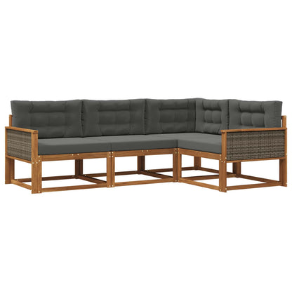Set di divani da esterno con cuscino 4 pcs Naturale e Antracite | homemem39