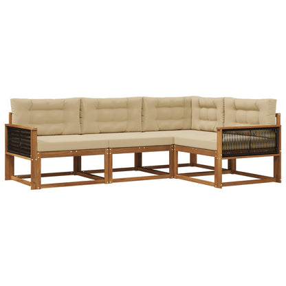 Set di divani da esterno con cuscino 4 pcs Naturale e Beige | homemem39