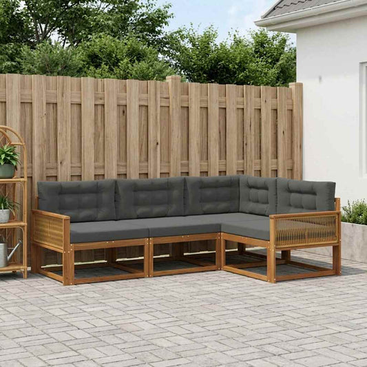 Set di divani da esterno con cuscino 4 pcs Naturale e Antracite