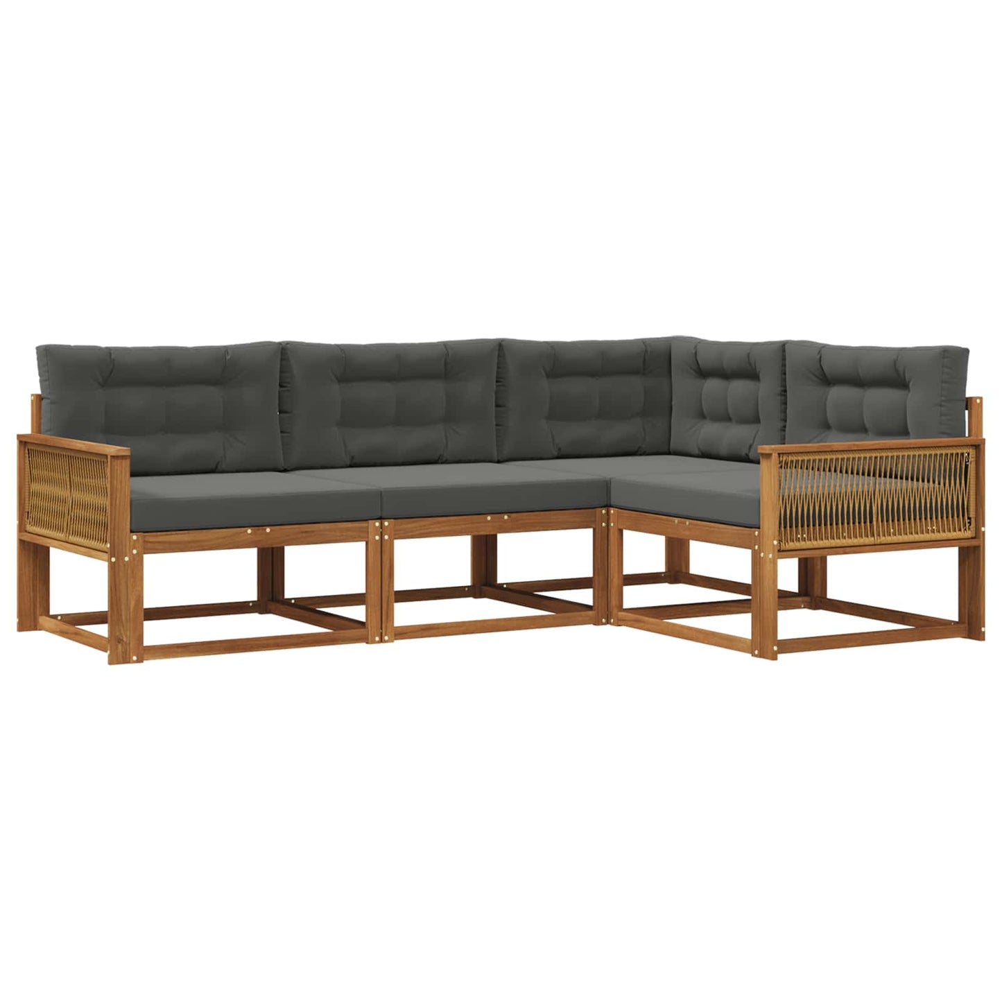 Set di divani da esterno con cuscino 4 pcs Naturale e Antracite | homemem39