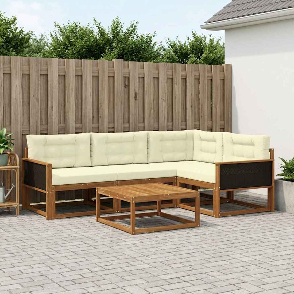 Set di divani da esterno con cuscino 5 pcs Naturale e Crema | homemem39
