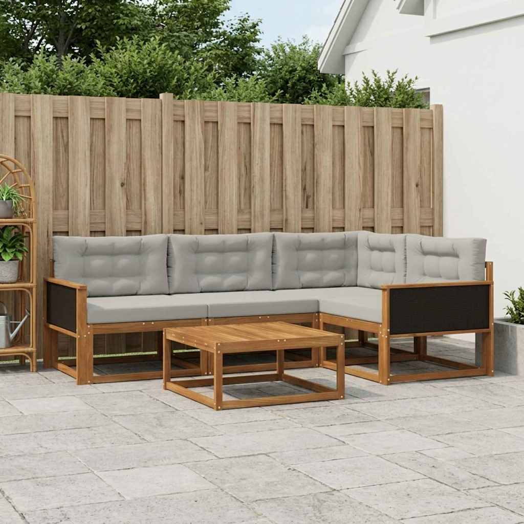 Set di divani da esterno 5 pcs Naturale e Grigio chiaro | homemem39