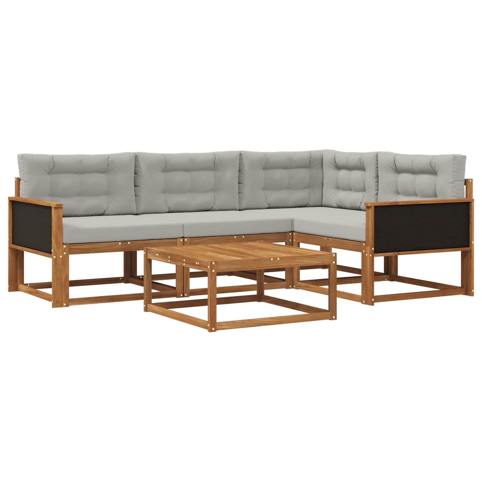 Set di divani da esterno 5 pcs Naturale e Grigio chiaro | homemem39