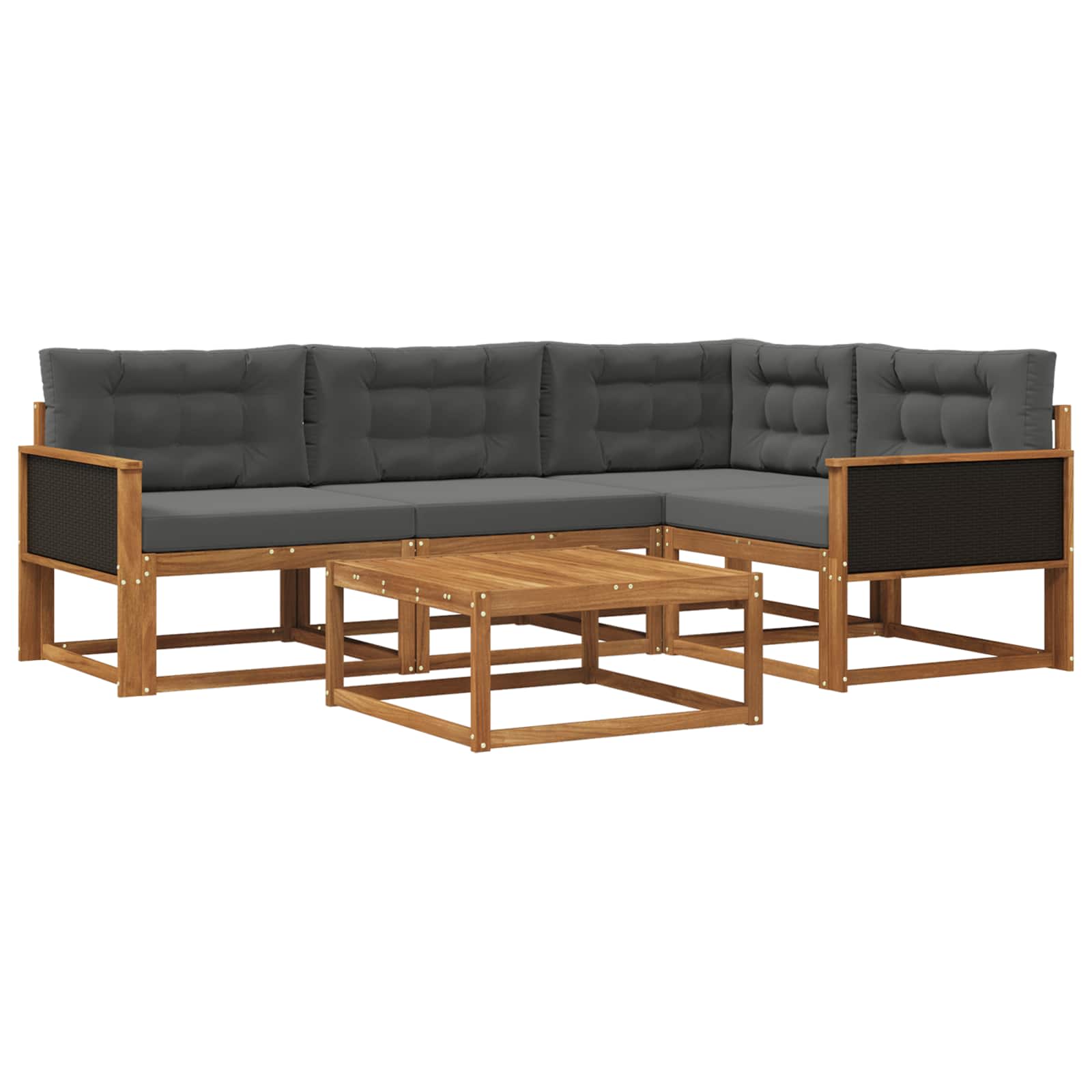 Set di divani da esterno con cuscino 5 pcs Naturale e Antracite | homemem39