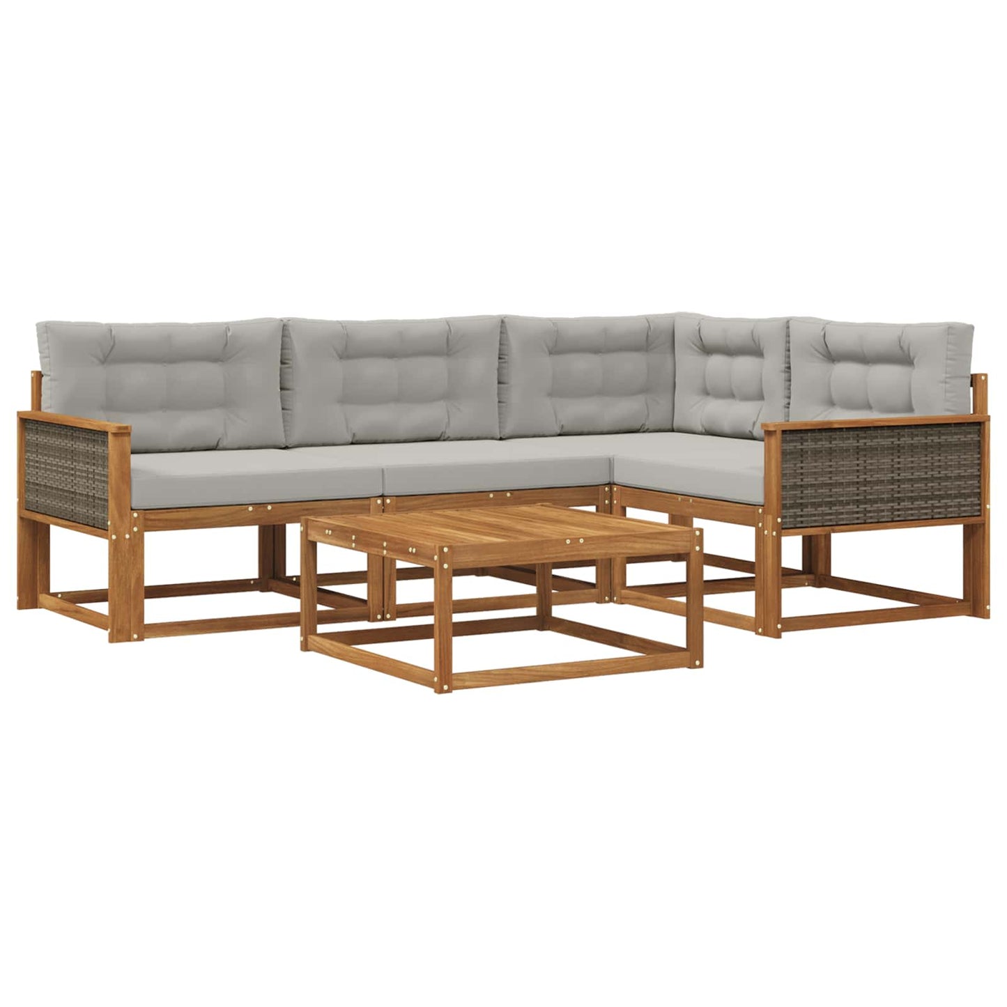 Set di divani da esterno 5 pcs Naturale e Grigio chiaro | homemem39
