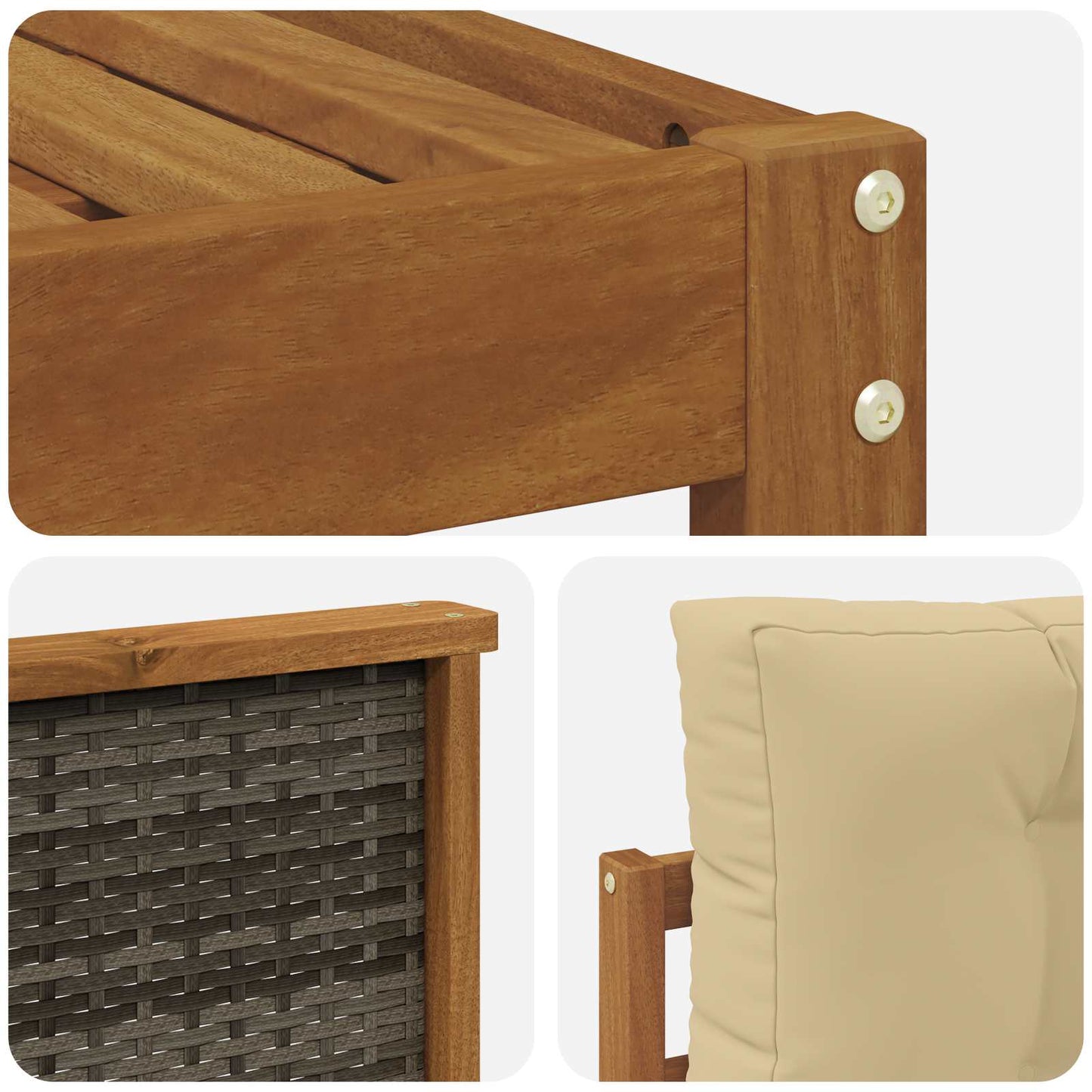 Set di divani da esterno con cuscino 5 pcs Naturale e Beige | homemem39