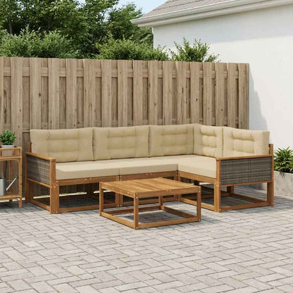 Set di divani da esterno con cuscino 5 pcs Naturale e Beige