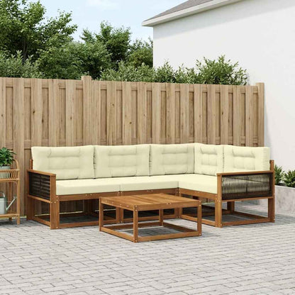 Set di divani da esterno con cuscino 5 pcs Naturale e Crema