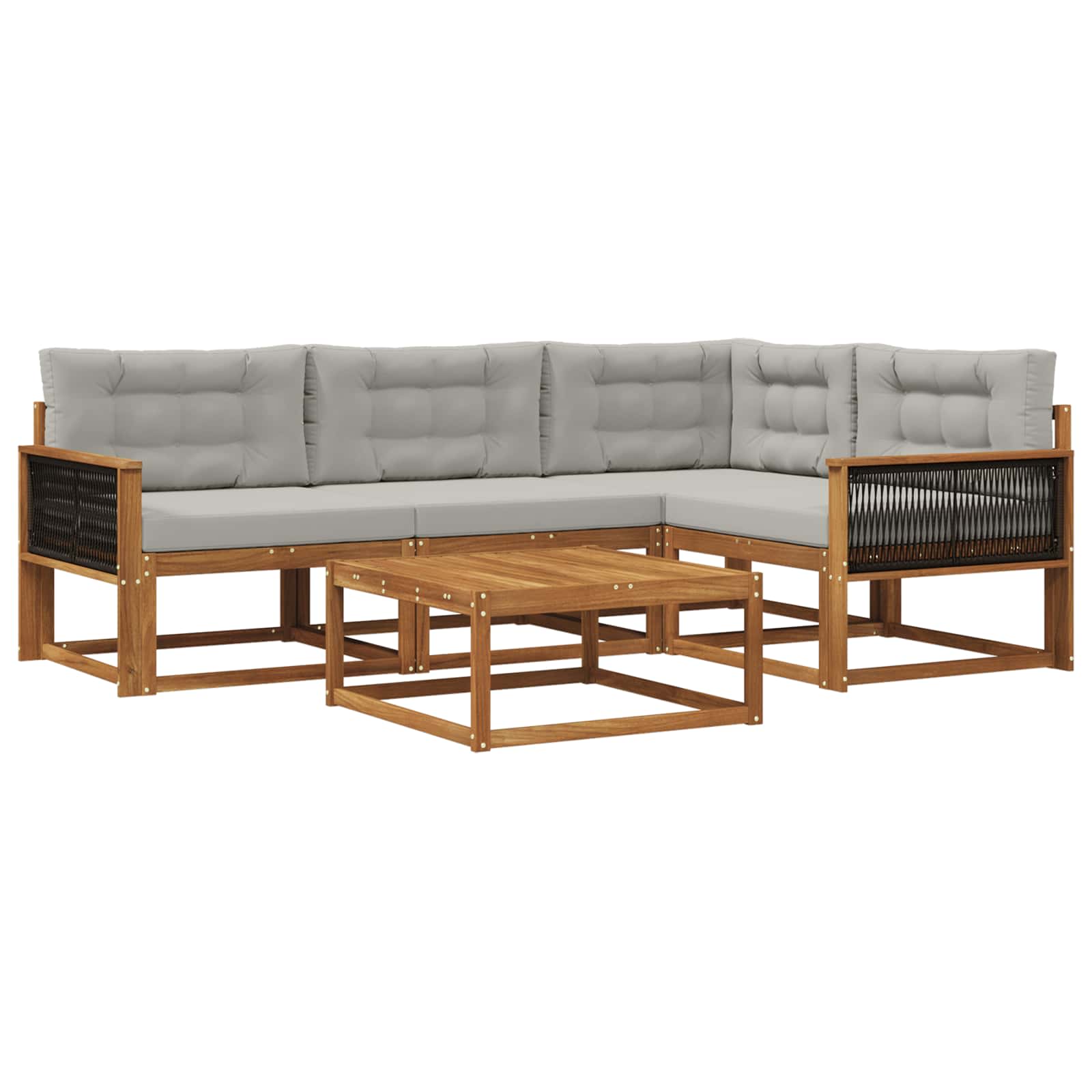 Set di divani da esterno 5 pcs Naturale e Grigio chiaro | homemem39