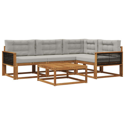 Set di divani da esterno 5 pcs Naturale e Grigio chiaro | homemem39