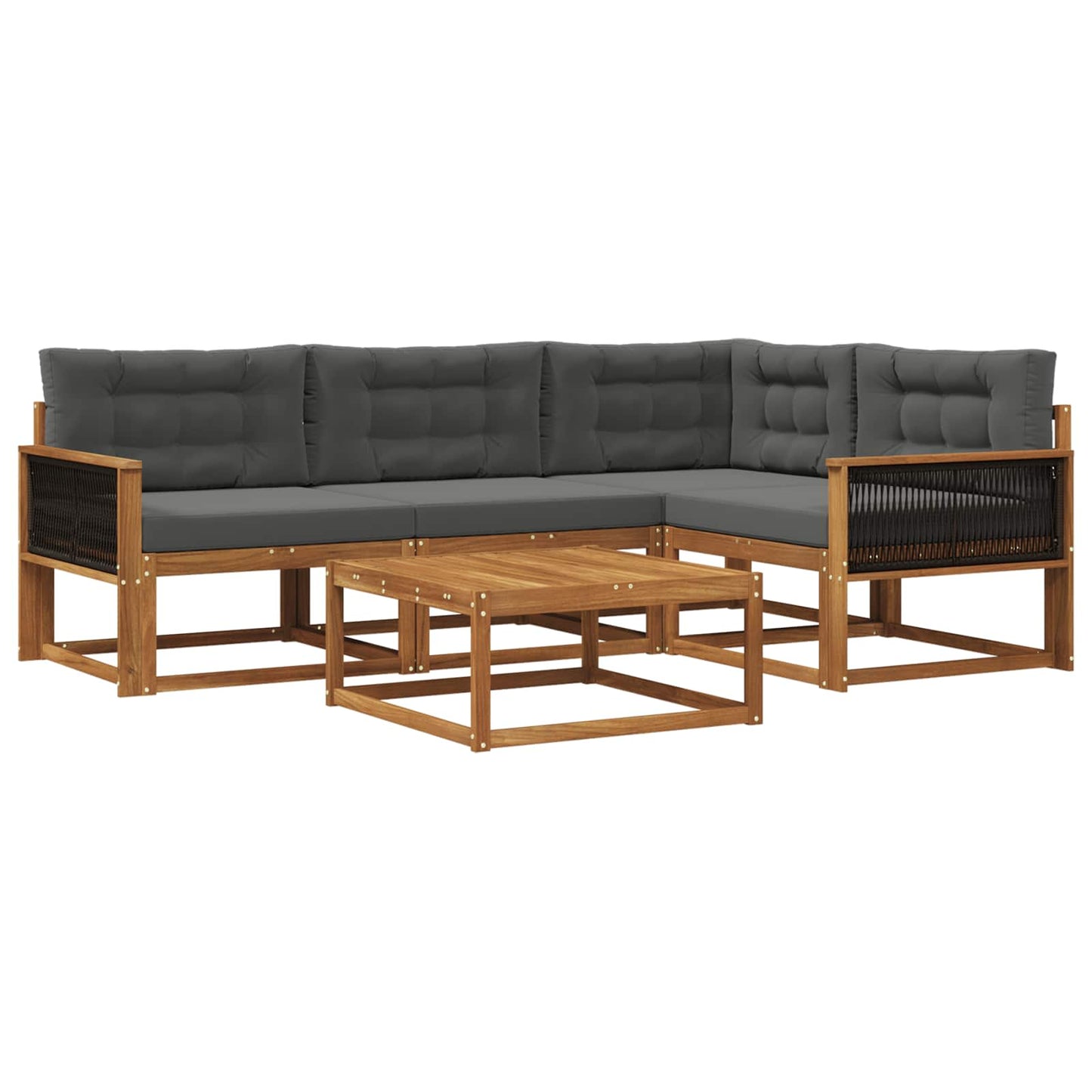 Set di divani da esterno con cuscino 5 pcs Naturale e Antracite