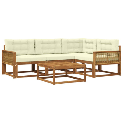 Set di divani da esterno con cuscino 5 pcs Naturale e Crema