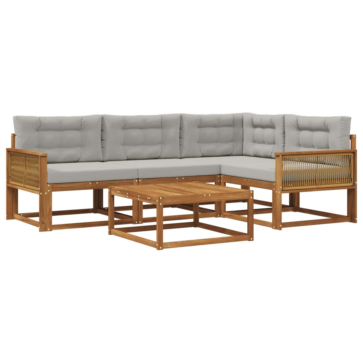 Set di divani da esterno 5 pcs Naturale e Grigio chiaro