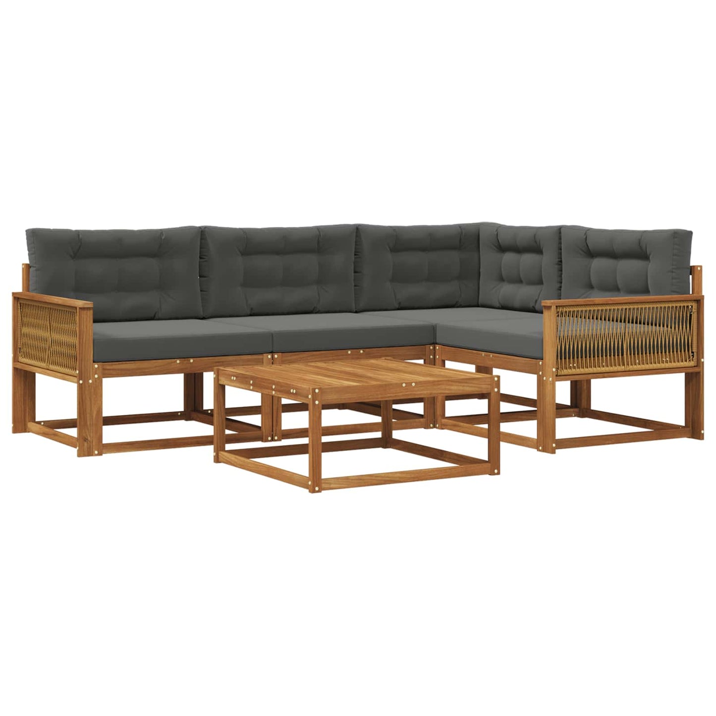 Set di divani da esterno con cuscino 5 pcs Naturale e Antracite | homemem39