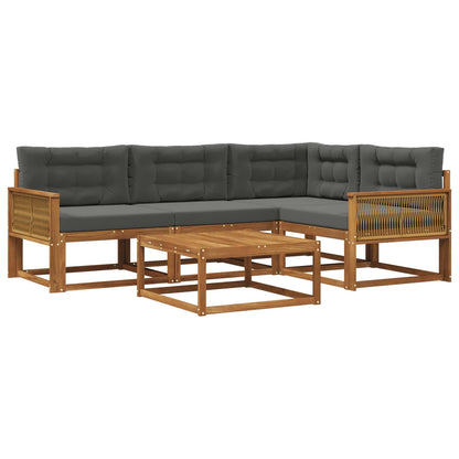 Set di divani da esterno con cuscino 5 pcs Naturale e Antracite | homemem39