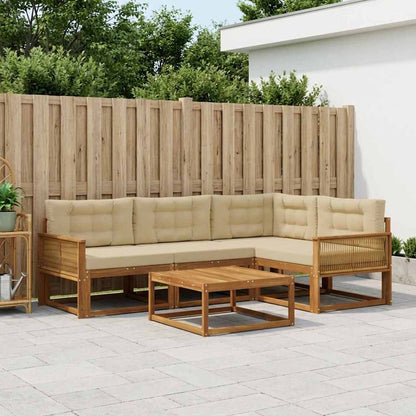Set di divani da esterno con cuscino 5 pcs Naturale e Beige