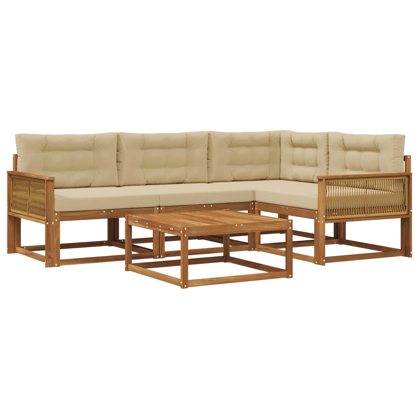 Set di divani da esterno con cuscino 5 pcs Naturale e Beige