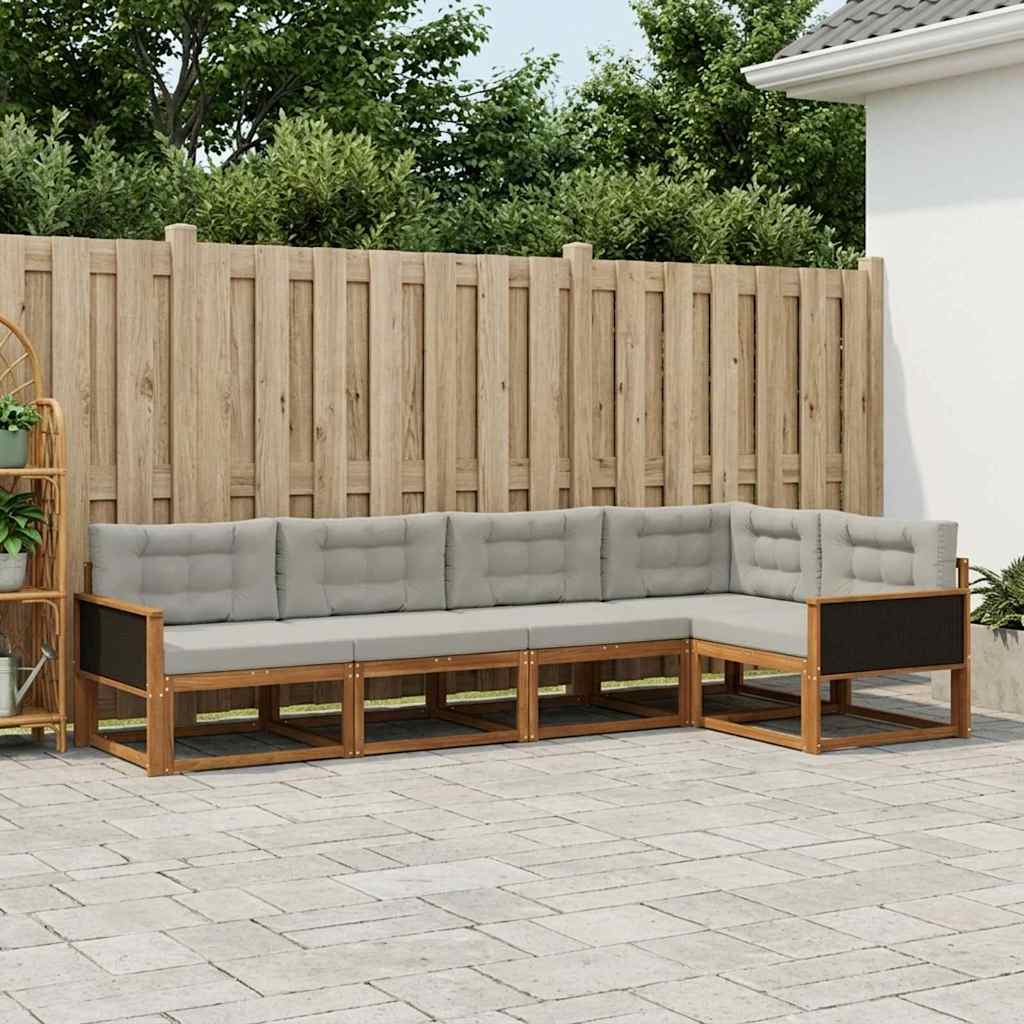 Set di divani da esterno 5 pcs Naturale e Grigio chiaro | homemem39