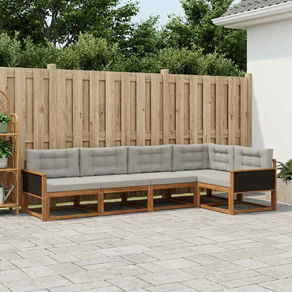 Set di divani da esterno 5 pcs Naturale e Grigio chiaro | homemem39