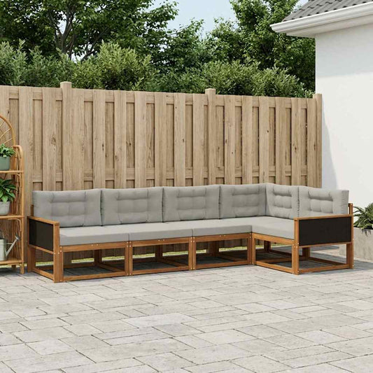 Set di divani da esterno 5 pcs Naturale e Grigio chiaro | homemem39