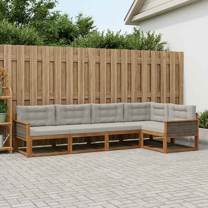 Set di divani da esterno 5 pcs Naturale e Grigio chiaro | homemem39
