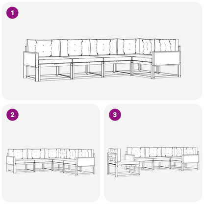 Set di divani da esterno 5 pcs Naturale e Grigio chiaro | homemem39
