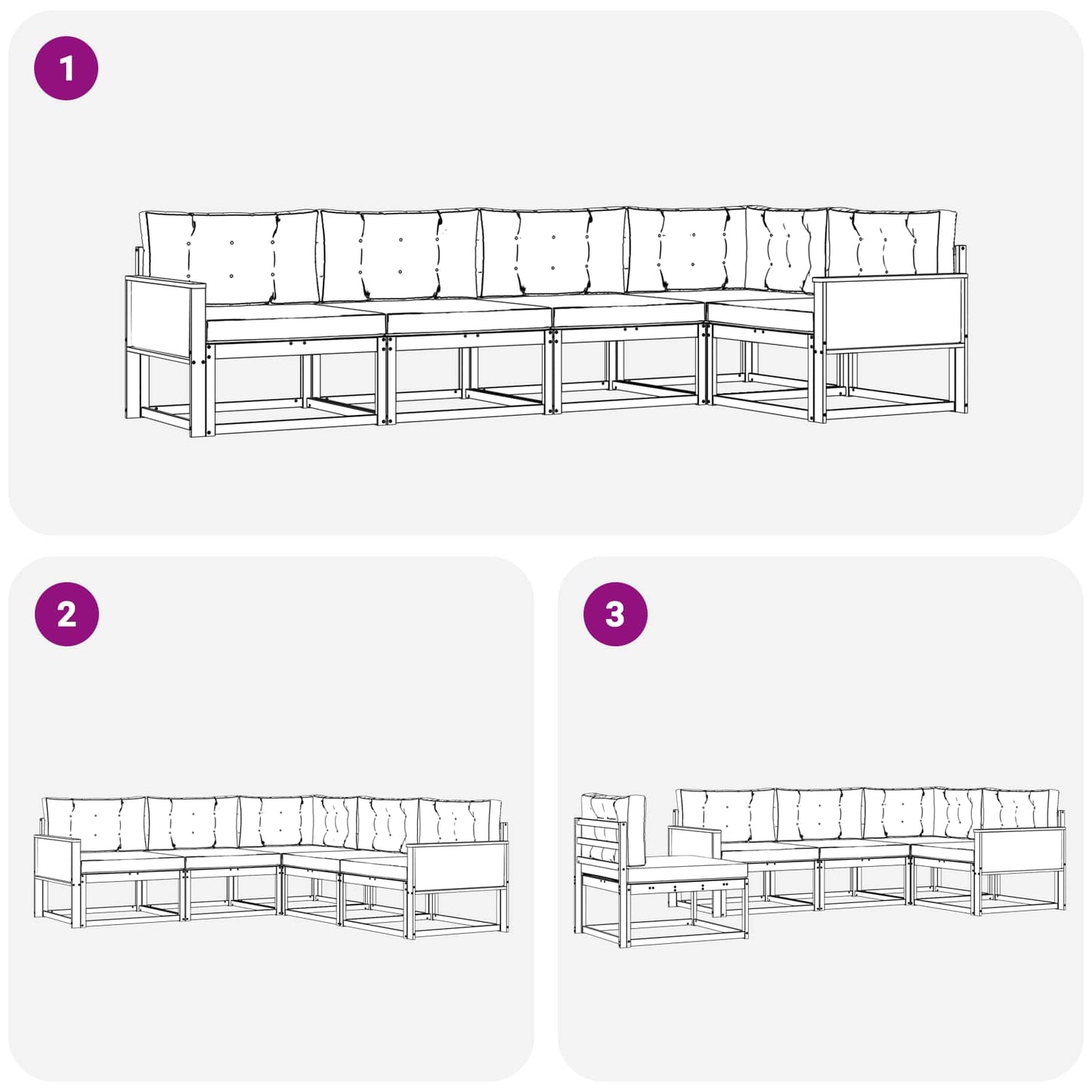 Set di divani da esterno 5 pcs Naturale e Grigio chiaro | homemem39