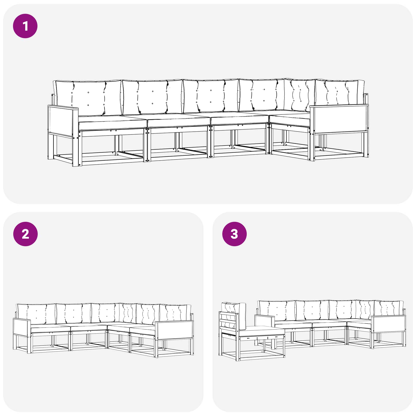 Set di divani da esterno 5 pcs Naturale e Grigio chiaro | homemem39