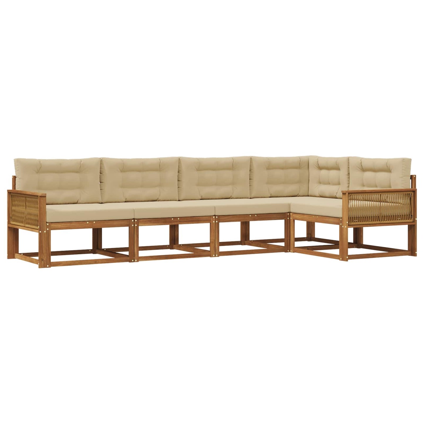 Set di divani da esterno con cuscino 5 pcs Naturale e Beige | homemem39