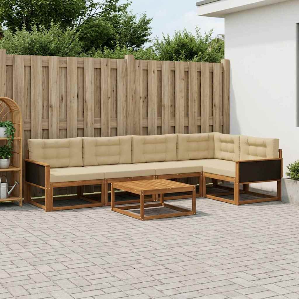 Set di divani da esterno con cuscino 6 pcs Naturale e Beige | homemem39